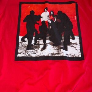 The White Stripes Graphic Red Crewneck T-Shirt with Black Silhouette Print